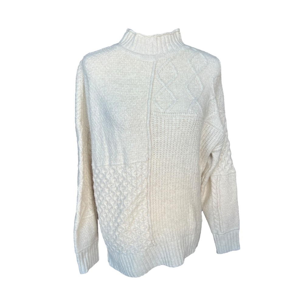 American Eagle Cream Soft & Cozy Mixed Stitch Sweater Size Small